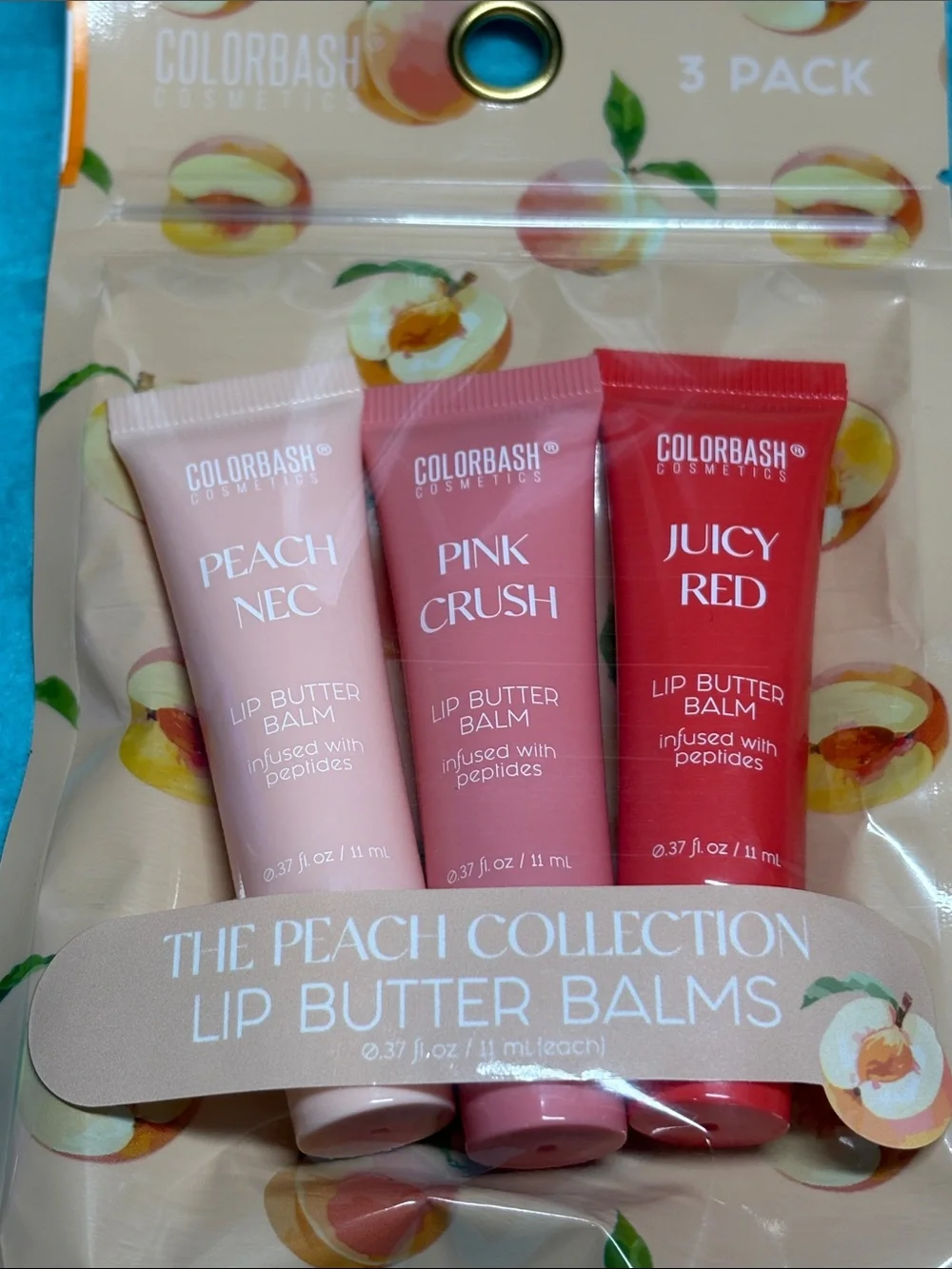 6 Lip Butter Collection by Color Bash Cosmetics - 3 Peach & 3 Cherry
